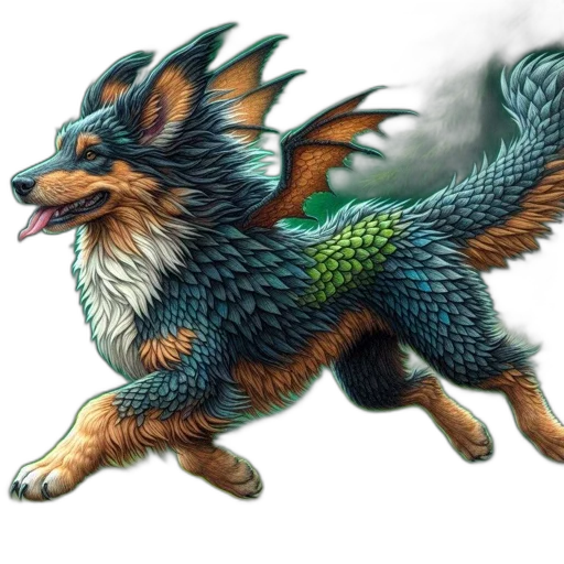 dragon, creature, animal, staff transparent PNG cut-out