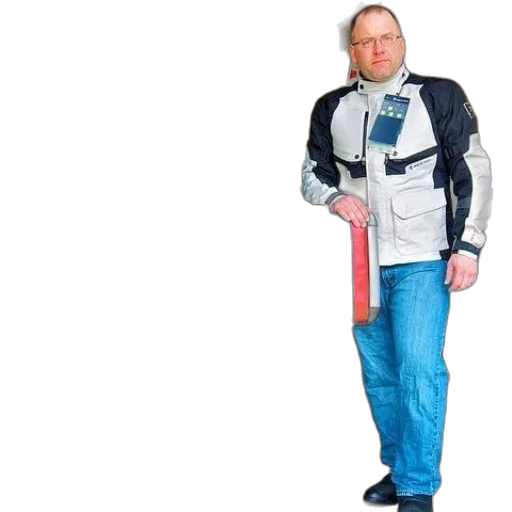 jacket, robot, staff, cyberpunk transparent PNG cut-out