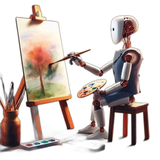 robot, concept art, oil painting, photorealistic transparent PNG cut-out