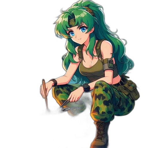 weapon, dress, staff, anime transparent PNG cut-out