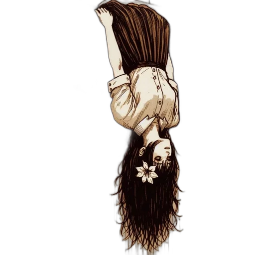 hair, staff, creature, comic book art transparent PNG cut-out