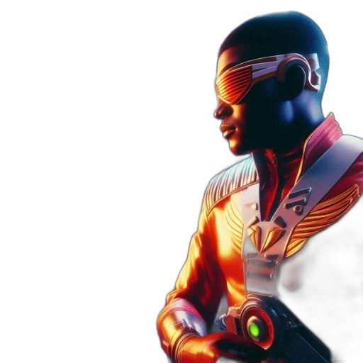 concept art, comic book art, 3d render, cyberpunk transparent PNG cut-out