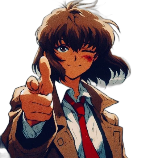 jacket, staff, weapon, face transparent PNG cut-out