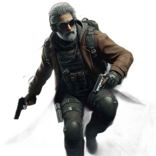 jacket, weapon, mask, staff transparent PNG cut-out