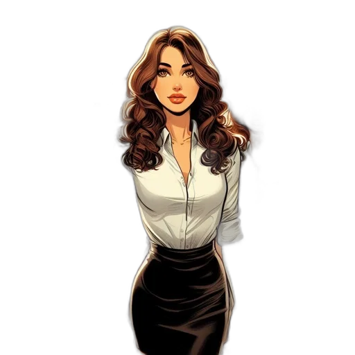 dress, staff, comic book art, cartoon transparent PNG cut-out