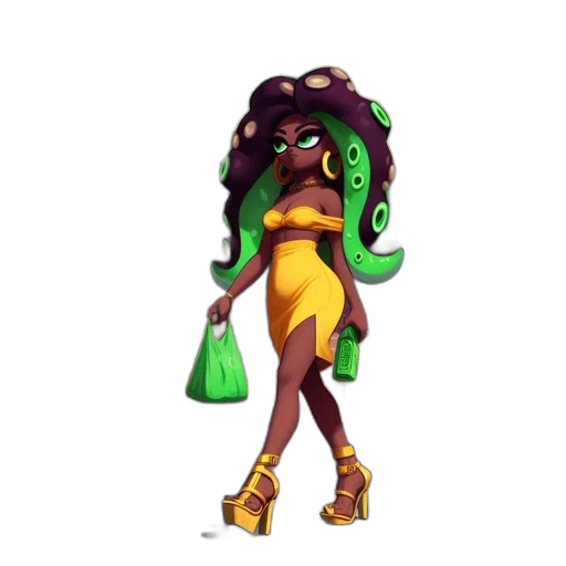 dress, staff, creature, weapon transparent PNG cut-out