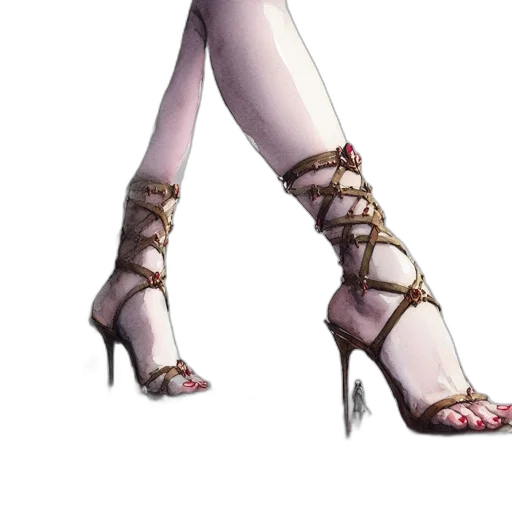 shoes, weapon, dress, staff transparent PNG cut-out