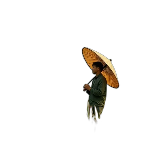 umbrella, staff, hat, jacket transparent PNG cut-out