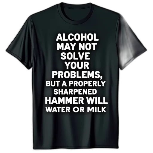 black, t-shirt, white, text transparent PNG cut-out