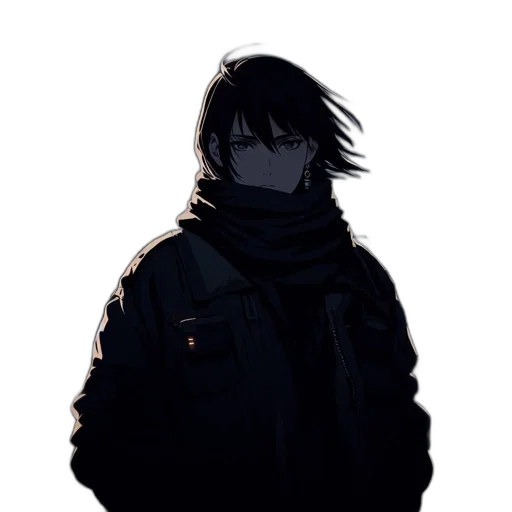 jacket, mask, face, staff transparent PNG cut-out