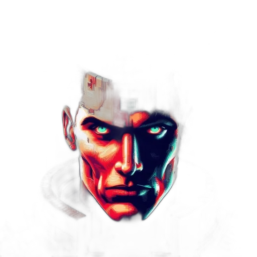 face, mask, robot, comic book art transparent PNG cut-out