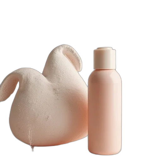 bottle, mask, hair, 3d render transparent PNG cut-out