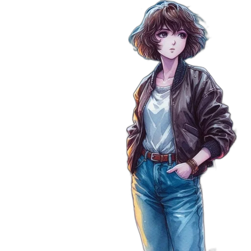 jacket, robot, staff, watercolor transparent PNG cut-out
