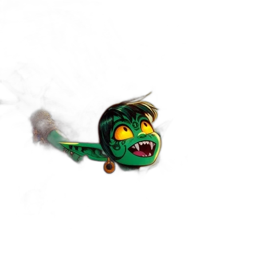 dragon, mask, creature, staff transparent PNG cut-out