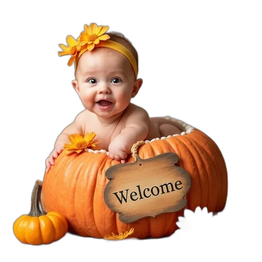 photorealistic, fall, pumpkin, diaper transparent PNG cut-out