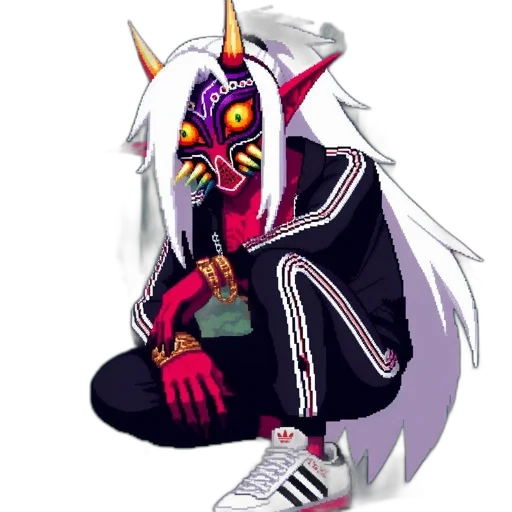 mask, creature, jacket, staff transparent PNG cut-out