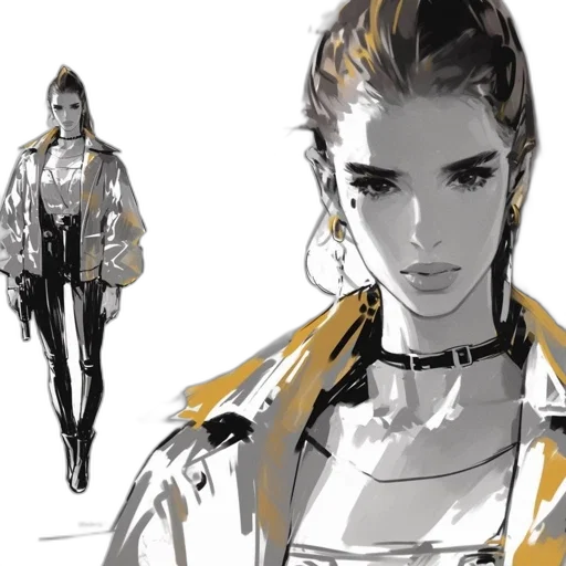 jacket, concept art, cyberpunk, comic book art transparent PNG cut-out