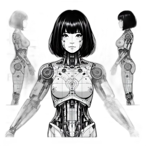 robot, dress, concept art, comic book art transparent PNG cut-out