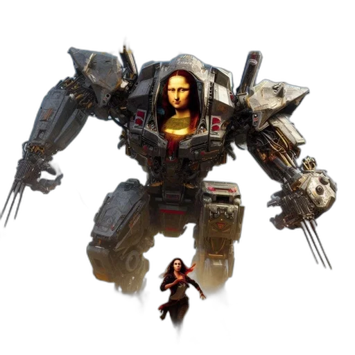 robot, weapon, concept art, 3d render transparent PNG cut-out