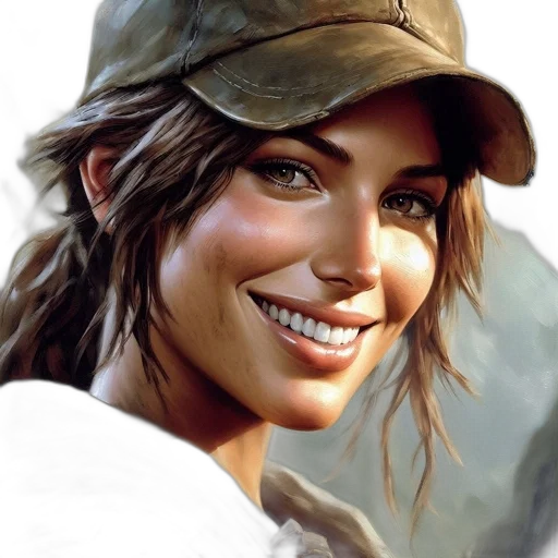face, hat, weapon, photorealistic transparent PNG cut-out