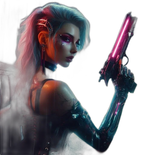 weapon, cyberpunk, concept art, fantasy art transparent PNG cut-out