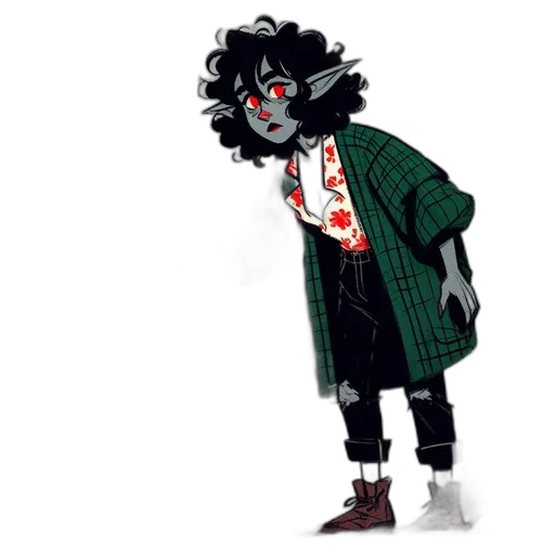 jacket, creature, staff, mask transparent PNG cut-out