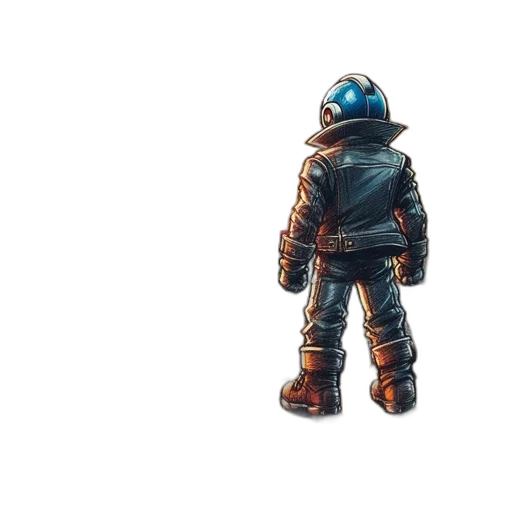 robot, jacket, weapon, creature transparent PNG cut-out