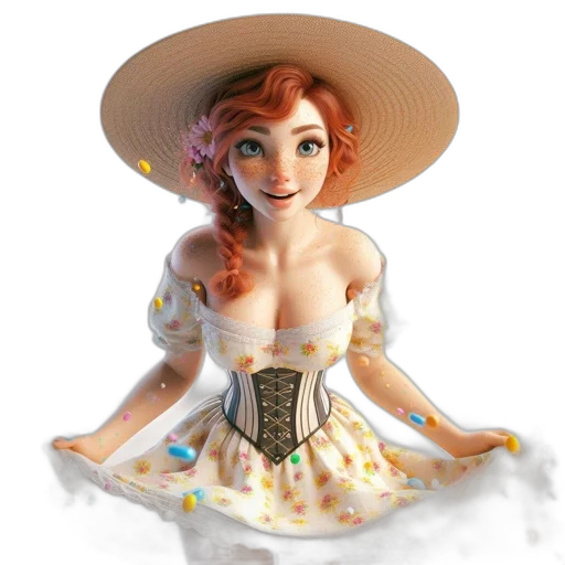 dress, hat, crown, 3d render transparent PNG cut-out