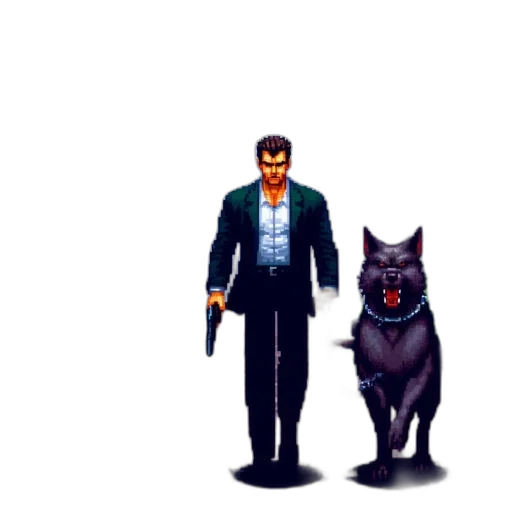 animal, jacket, staff, pixel art transparent PNG cut-out