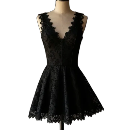 dress, dark, black, lace transparent PNG cut-out