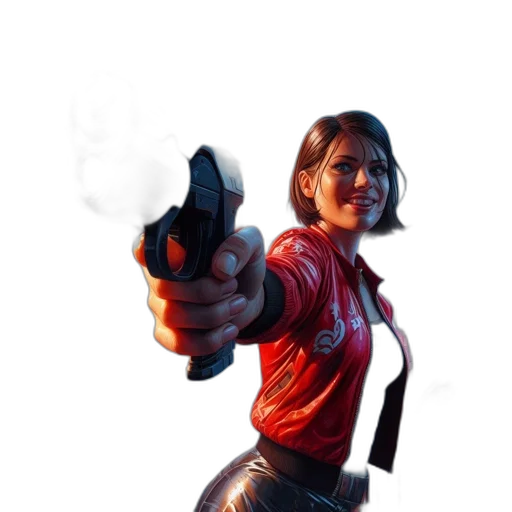 weapon, jacket, staff, face transparent PNG cut-out