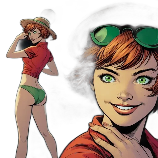 comic book art, concept art, green, young transparent PNG cut-out