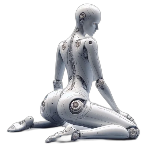 robot, concept art, cyberpunk, 3d render transparent PNG cut-out