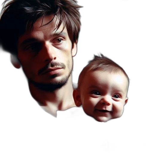 face, mask, hair, photorealistic transparent PNG cut-out