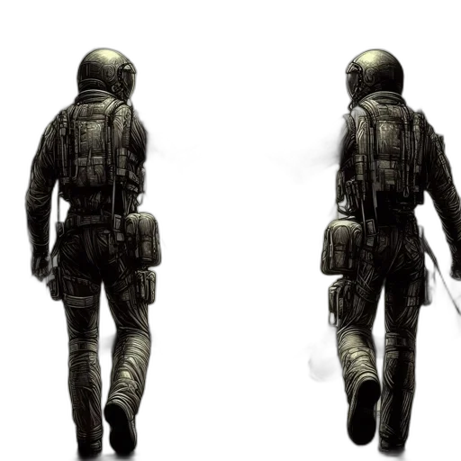 jacket, weapon, concept art, 3d render transparent PNG cut-out