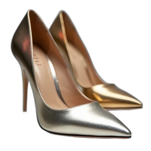 shoes, golden, pair, high-heeled transparent PNG cut-out