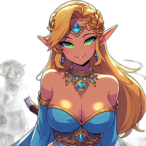 dress, crown, jewelry, staff transparent PNG cut-out
