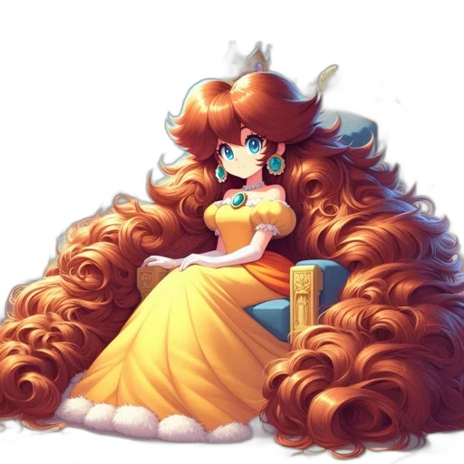 crown, dress, hair, staff transparent PNG cut-out