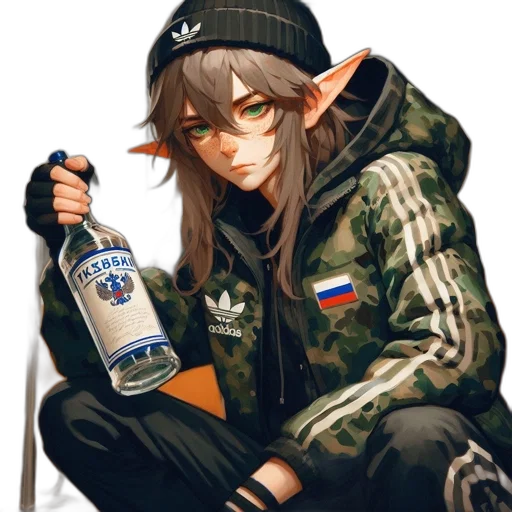 jacket, bottle, weapon, staff transparent PNG cut-out