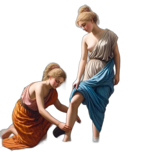 dress, shoes, oil painting, photorealistic transparent PNG cut-out