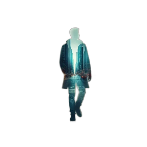 jacket, staff, robot, creature transparent PNG cut-out