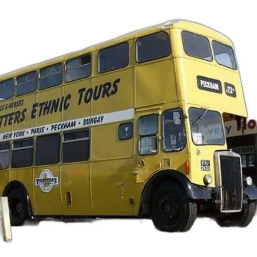 yellow, double-decker, bus, ethnic transparent PNG cut-out