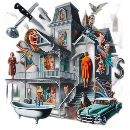 concept art, city street, surrealist, artwork transparent PNG cut-out