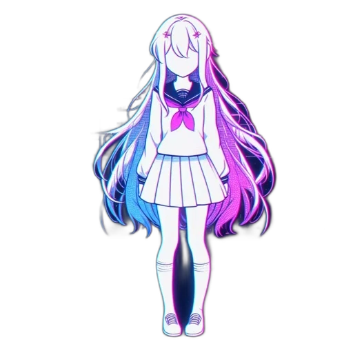 dress, staff, hair, creature transparent PNG cut-out