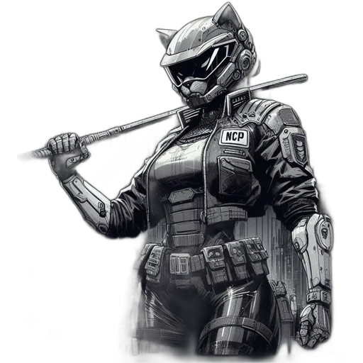 weapon, robot, staff, jacket transparent PNG cut-out
