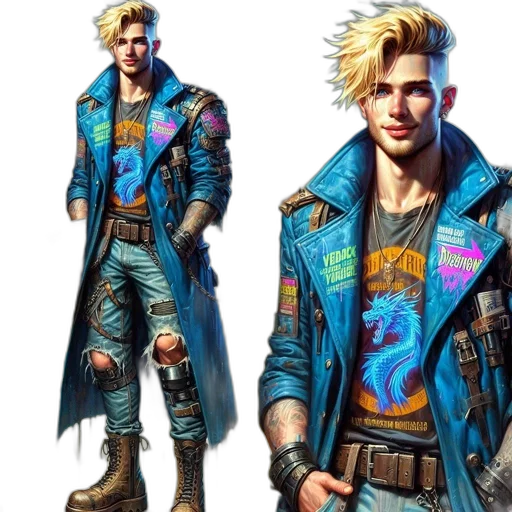 jacket, concept art, cyberpunk, fantasy art transparent PNG cut-out