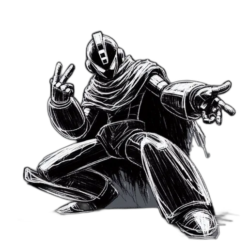 jacket, robot, mask, comic book art transparent PNG cut-out