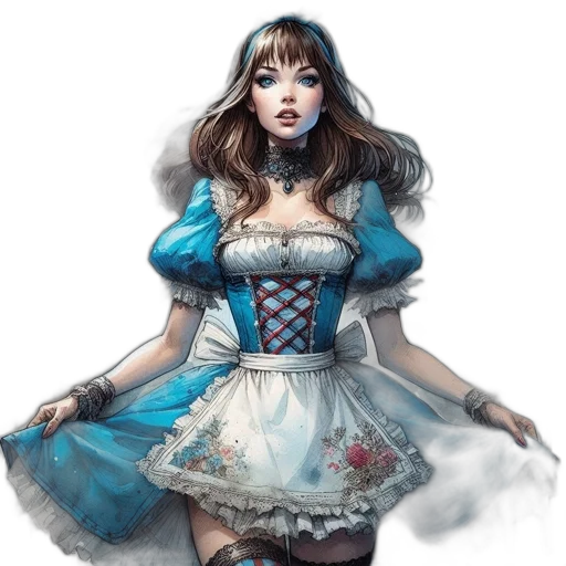 dress, fantasy art, concept art, comic book art transparent PNG cut-out