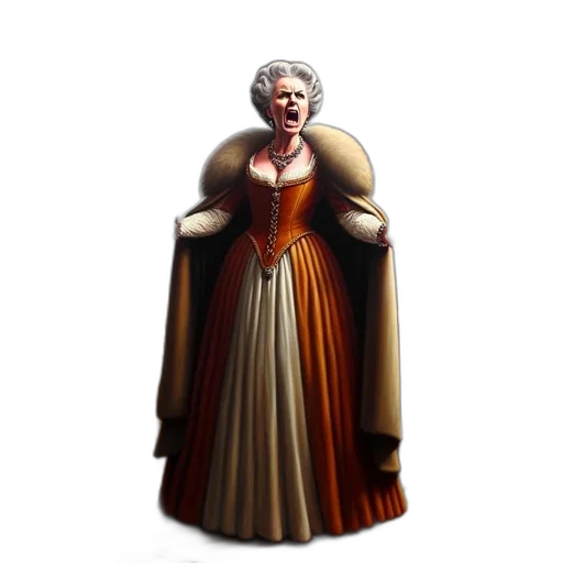 dress, crown, jewelry, staff transparent PNG cut-out