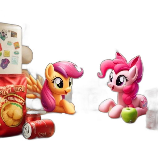 3d render, scootaloo, pinkie, pie transparent PNG cut-out